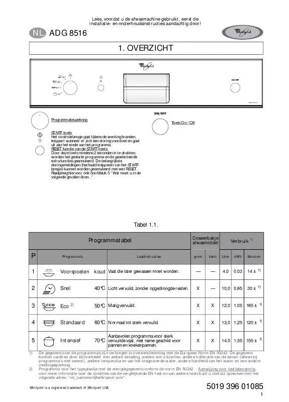 Mode d'emploi WHIRLPOOL ADG 8516/1 IX