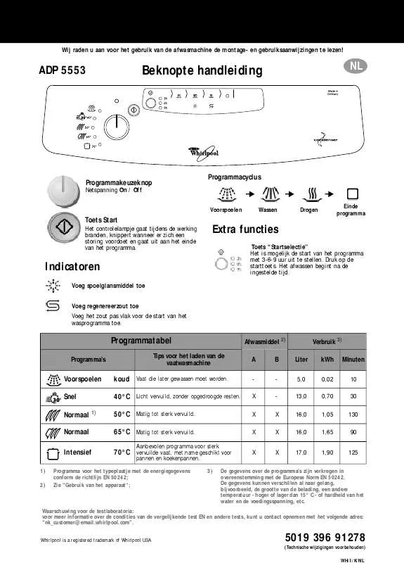 Mode d'emploi WHIRLPOOL ADP 5553/2 WH