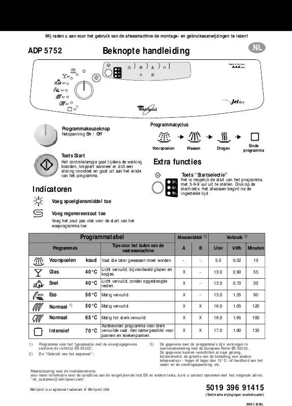 Mode d'emploi WHIRLPOOL ADP 5752 WH