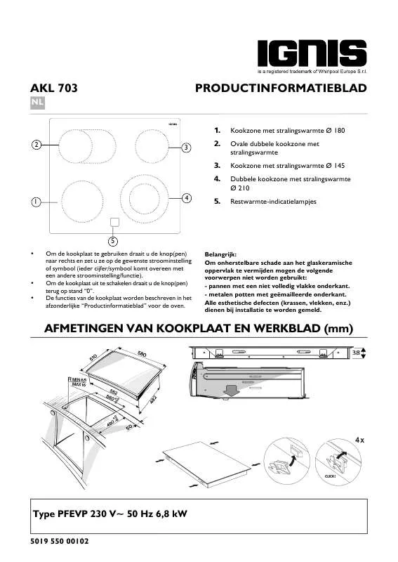 Mode d'emploi WHIRLPOOL AKL 703 NE