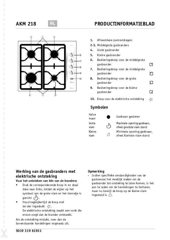 Mode d'emploi WHIRLPOOL AKM 218/NA/01