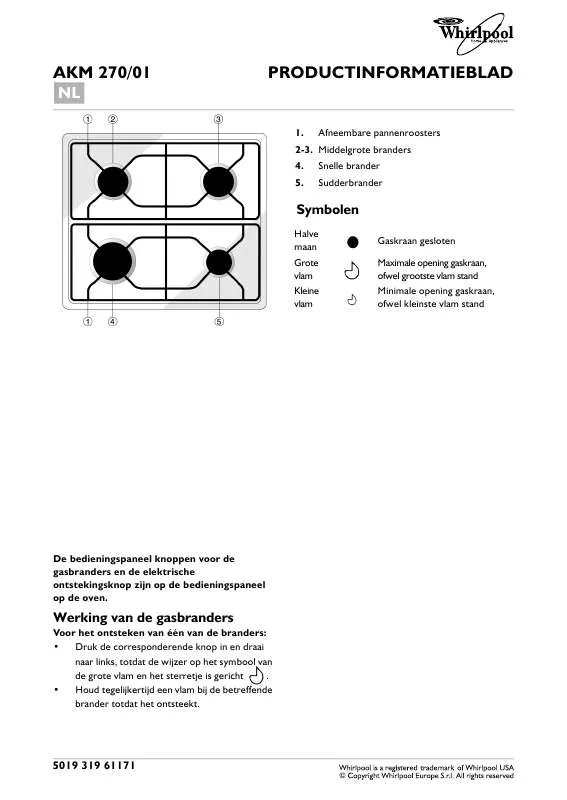 Mode d'emploi WHIRLPOOL AKM 270/WH/01