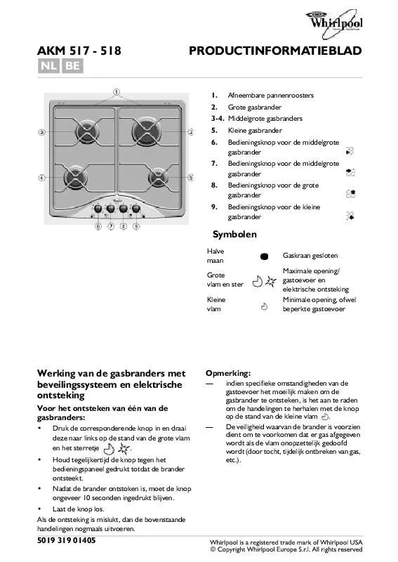 Mode d'emploi WHIRLPOOL AKM 517/NA/C