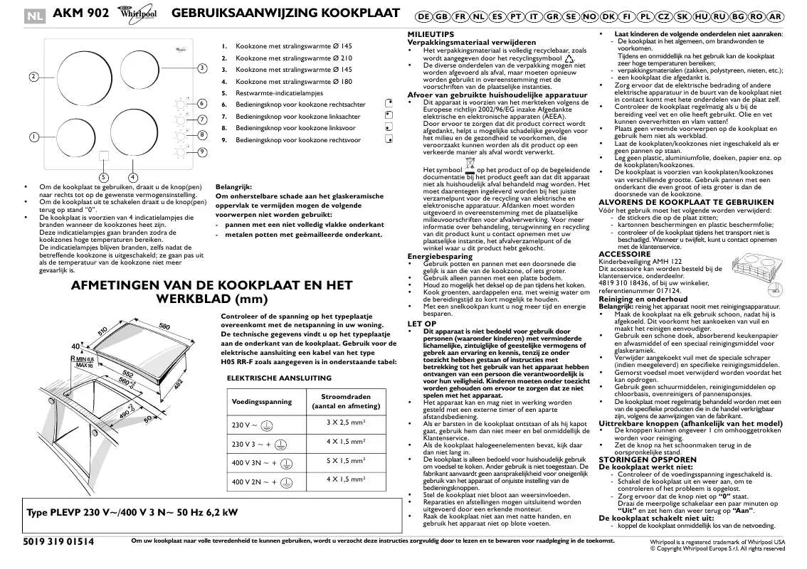 Mode d'emploi WHIRLPOOL AKM 902/NE