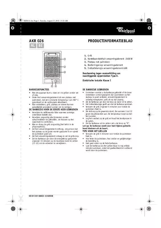 Mode d'emploi WHIRLPOOL AKR 028/IX