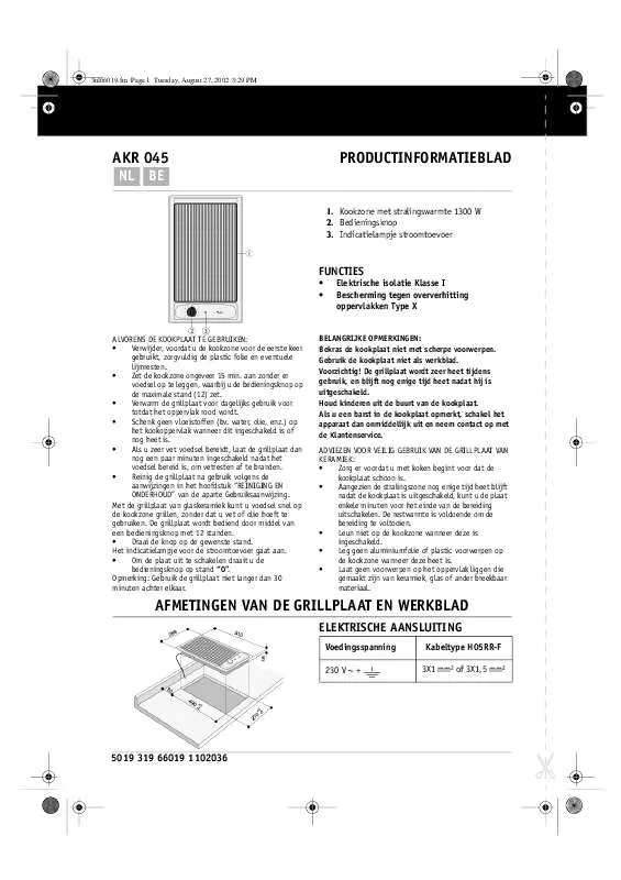 Mode d'emploi WHIRLPOOL AKR 045/IX