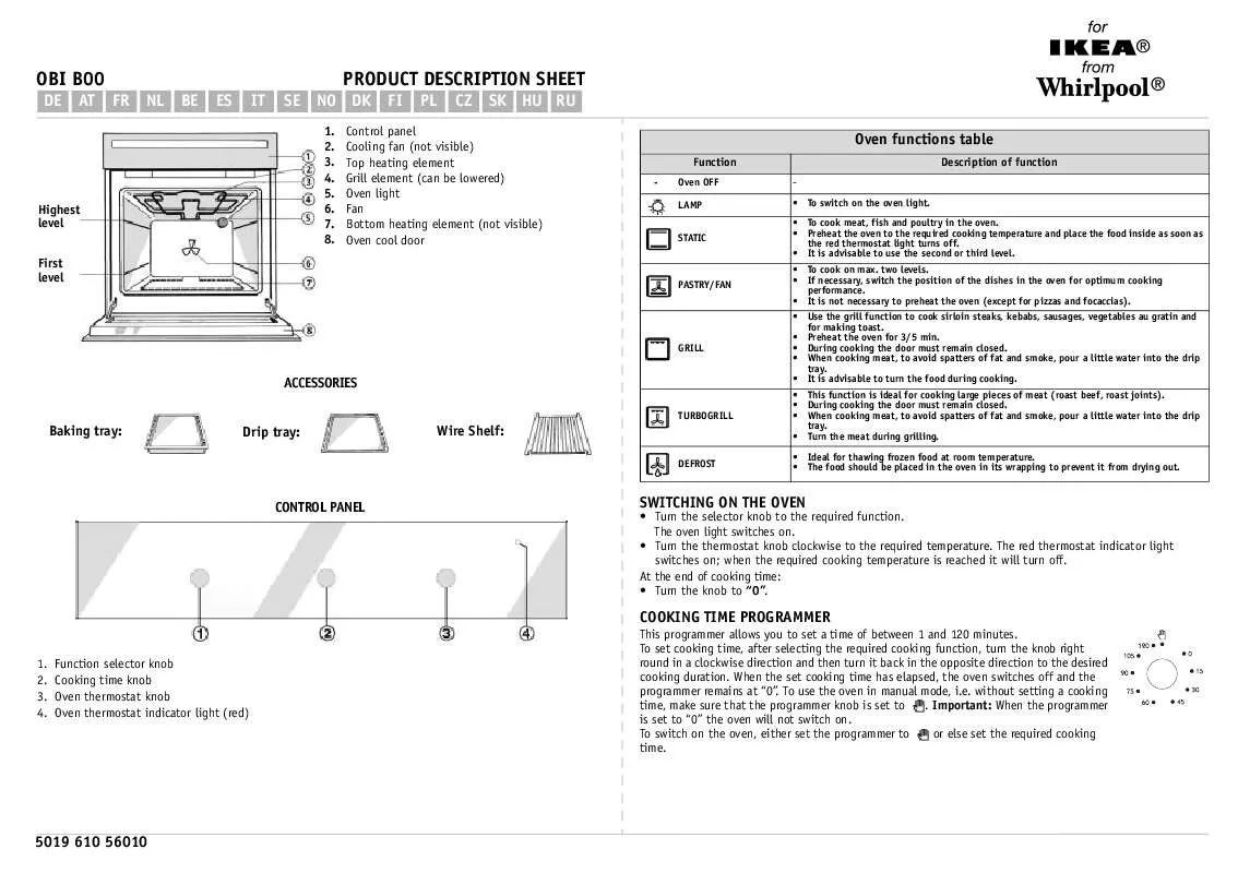 Mode d'emploi WHIRLPOOL AKT 708/IX/01