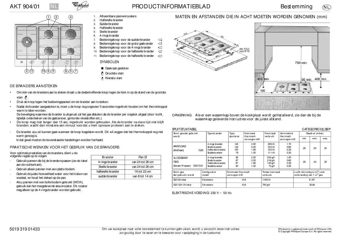 Mode d'emploi WHIRLPOOL AKT 904/IX/01