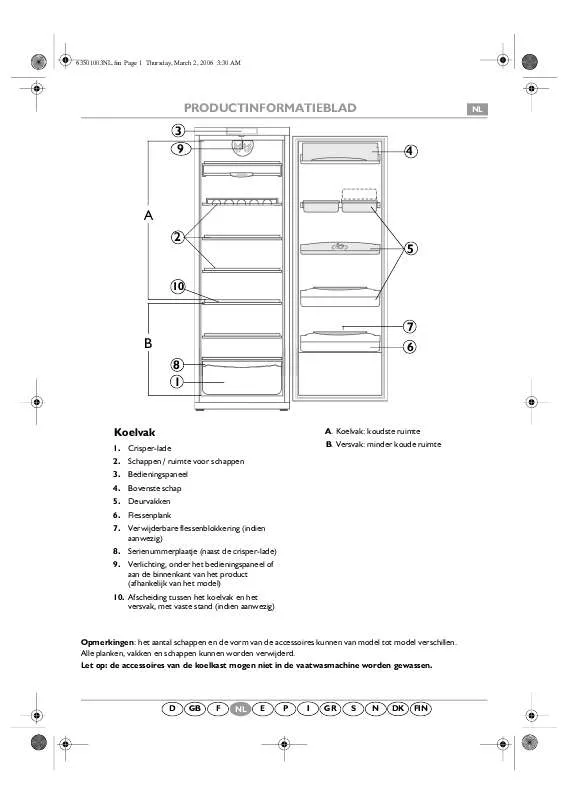 Mode d'emploi WHIRLPOOL ARC 1773 REFRIGERATO