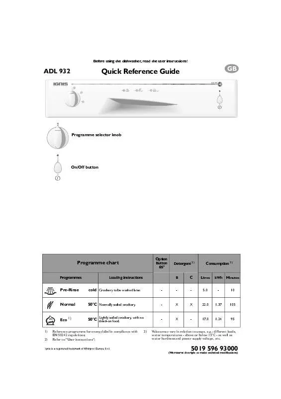 Mode d'emploi WHIRLPOOL ARC 8120/AL