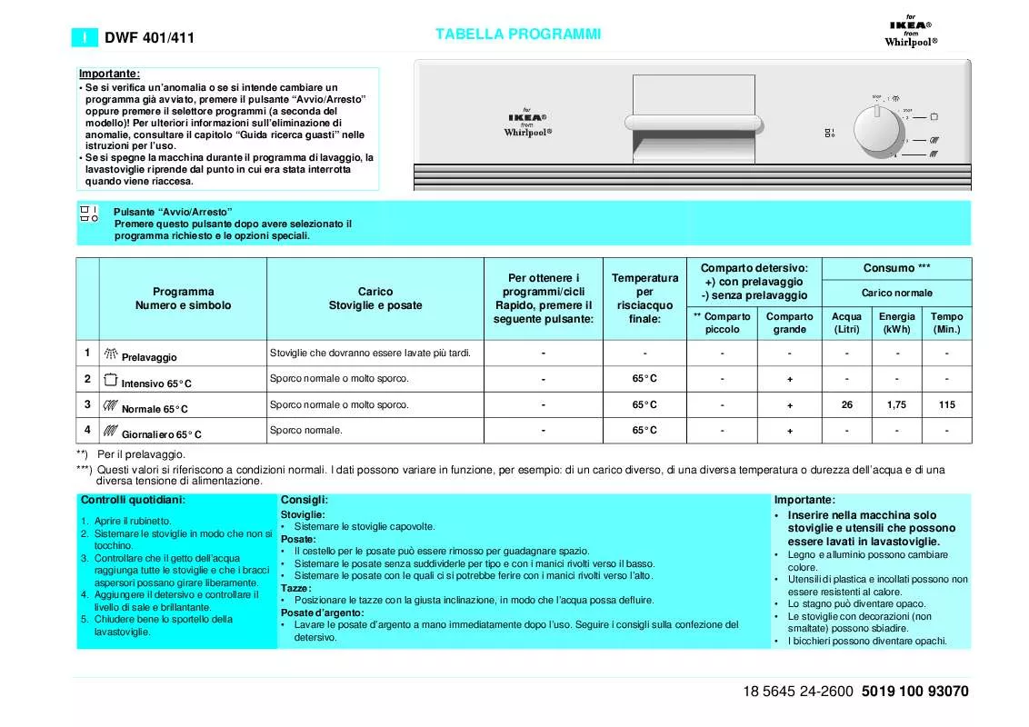 Mode d'emploi WHIRLPOOL ARL 481/G