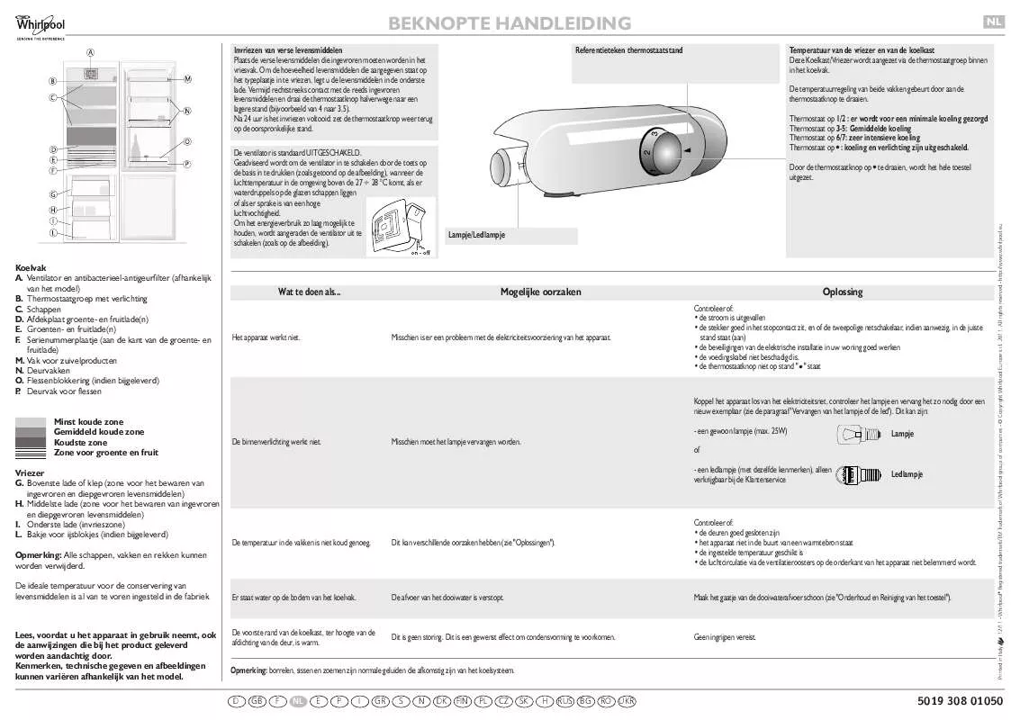 Mode d'emploi WHIRLPOOL ART 449/A