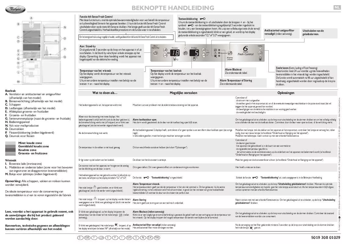 Mode d'emploi WHIRLPOOL ART 459/A /NF