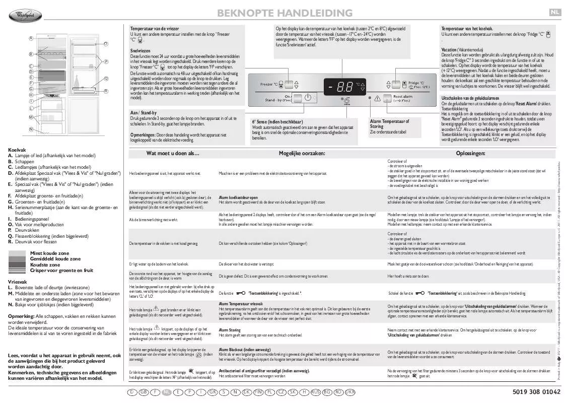 Mode d'emploi WHIRLPOOL ART 762/A /1