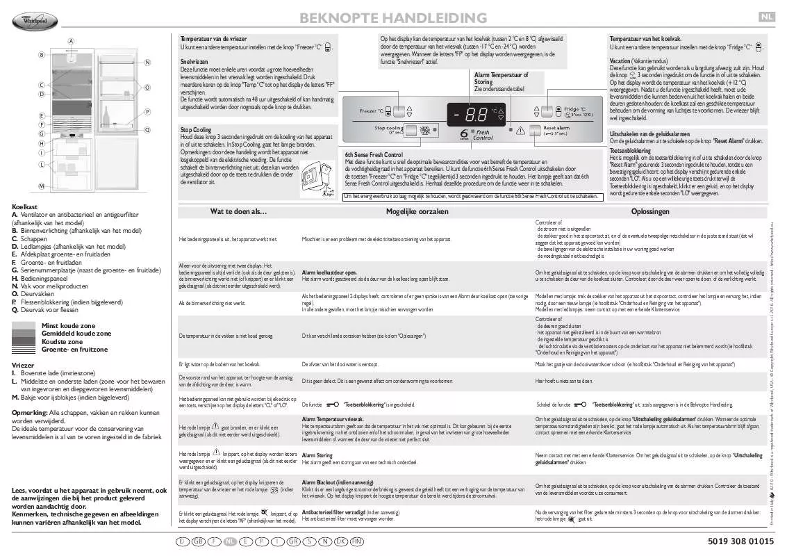 Mode d'emploi WHIRLPOOL ART 864/A