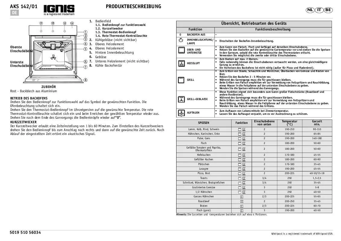 Mode d'emploi WHIRLPOOL ART 953/H