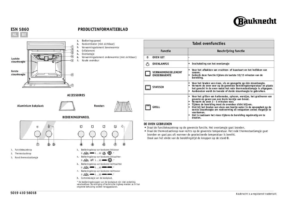 Mode d'emploi WHIRLPOOL ESN 5860 IN