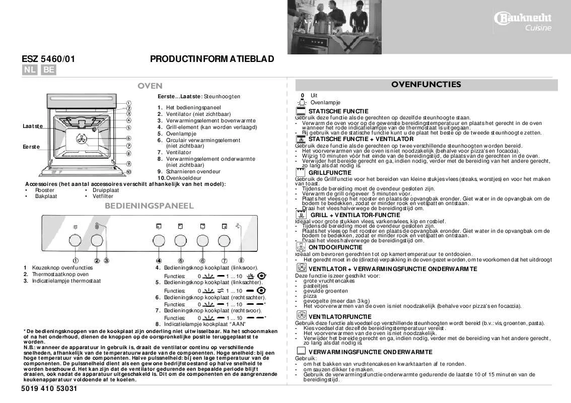 Mode d'emploi WHIRLPOOL ESZ 5460/01 IN