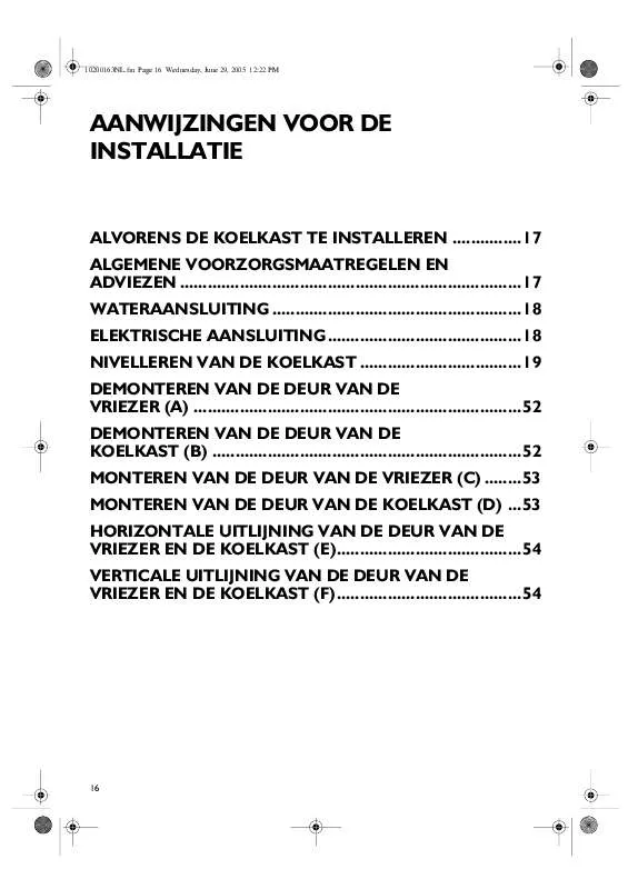 Mode d'emploi WHIRLPOOL FRAA36AF20/2