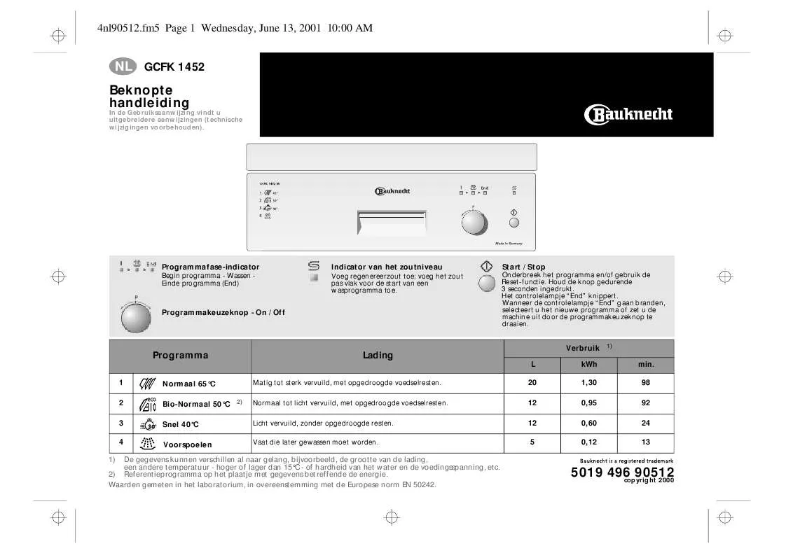 Mode d'emploi WHIRLPOOL GCFK 1452 WS