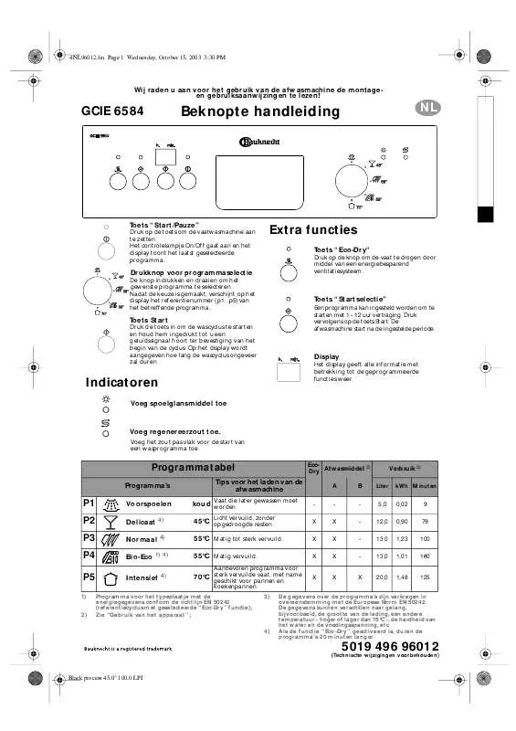 Mode d'emploi WHIRLPOOL GCIE 6584/1 SW