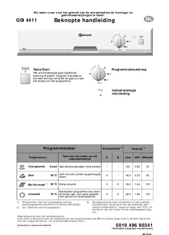 Mode d'emploi WHIRLPOOL GSI 4411 SW