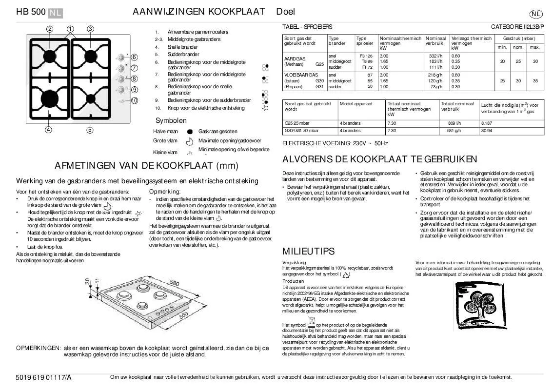 Mode d'emploi WHIRLPOOL HB 500 AN