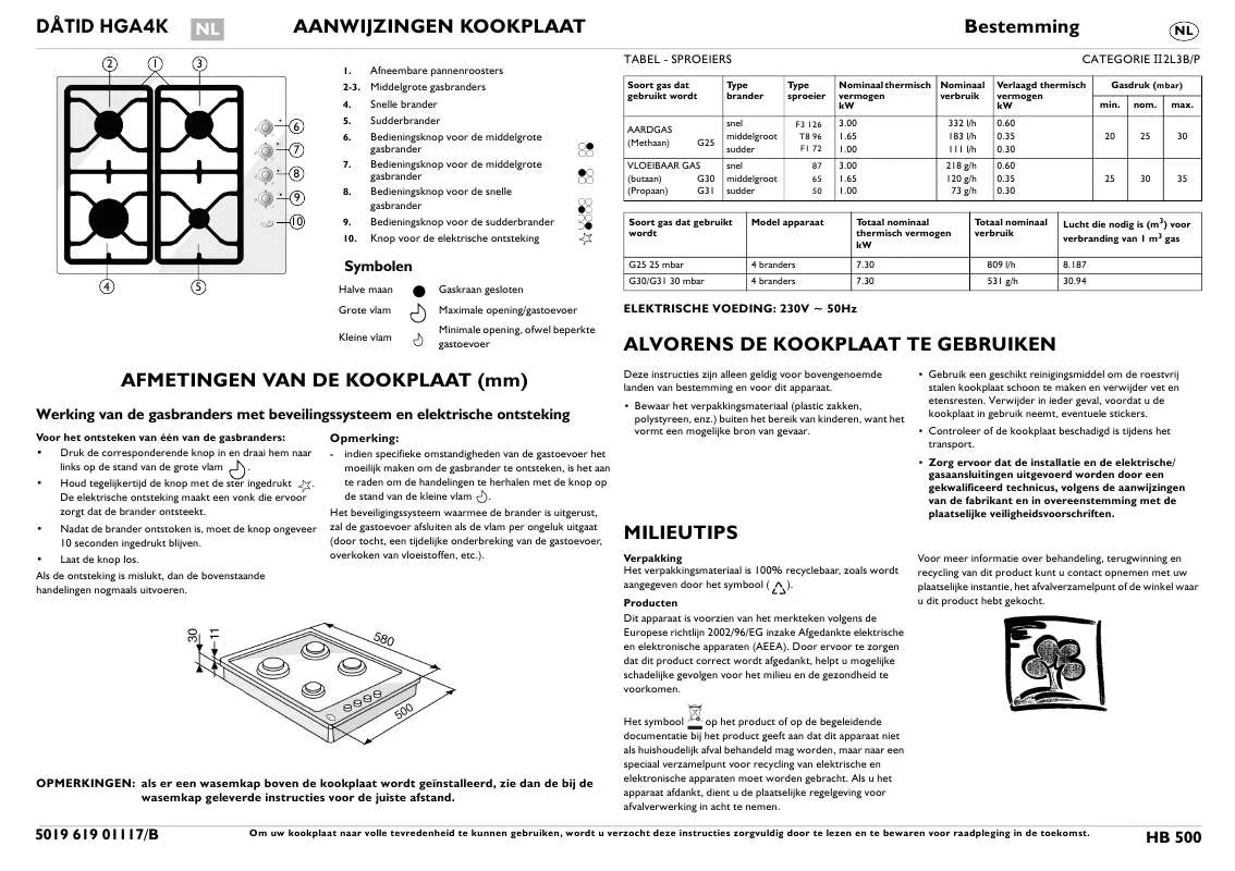 Mode d'emploi WHIRLPOOL HB 500 WF