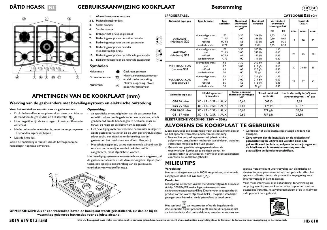 Mode d'emploi WHIRLPOOL HB 610 S