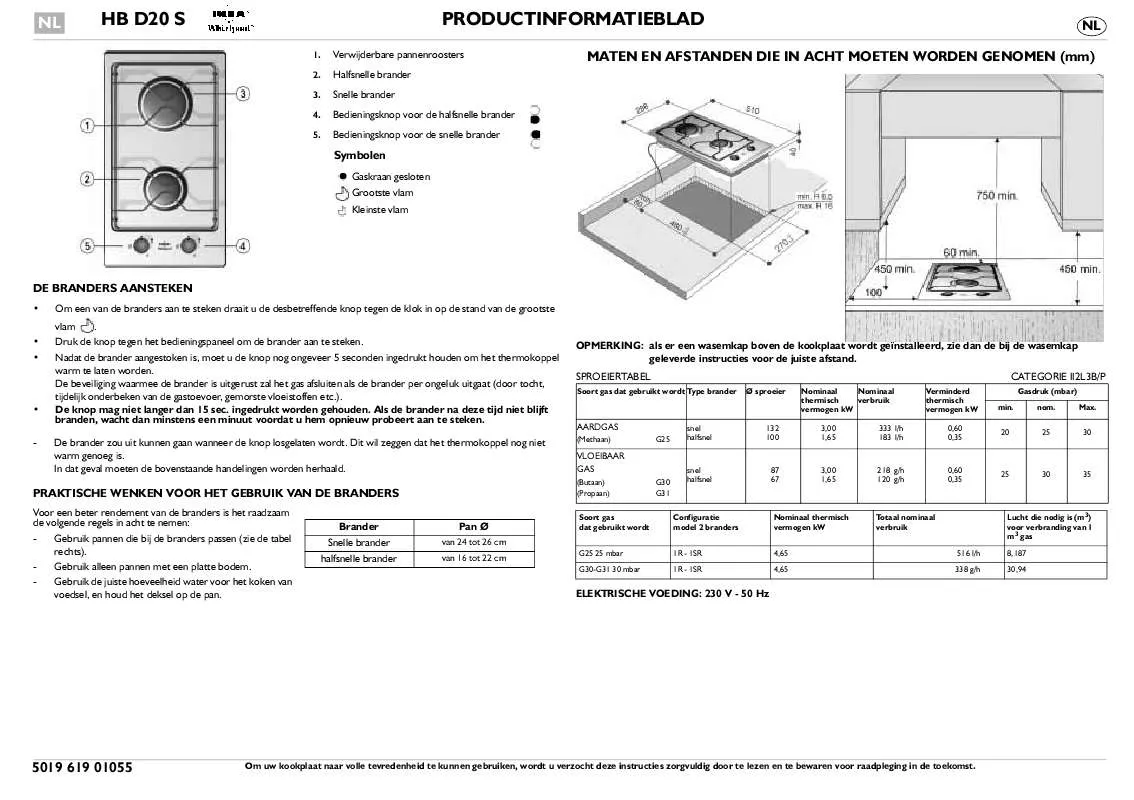 Mode d'emploi WHIRLPOOL HB D20 S