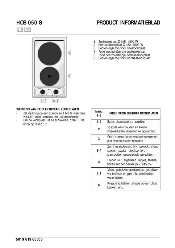 Mode d'emploi WHIRLPOOL HOB 050 S