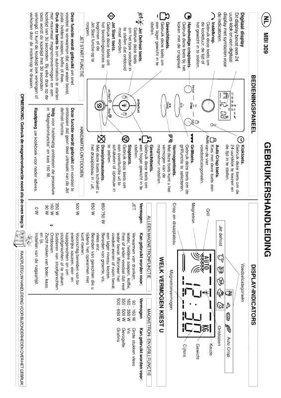 Mode d'emploi WHIRLPOOL MBI 309 S