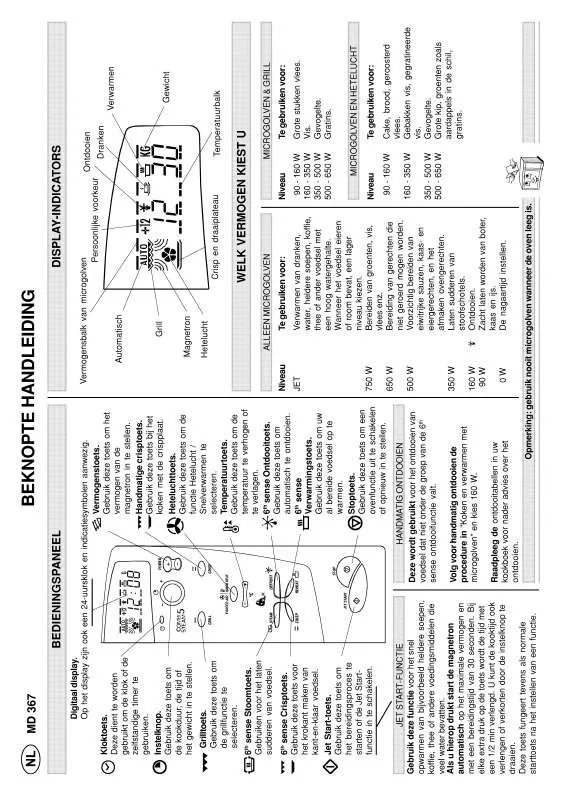 Mode d'emploi WHIRLPOOL MD 367 / WHITE