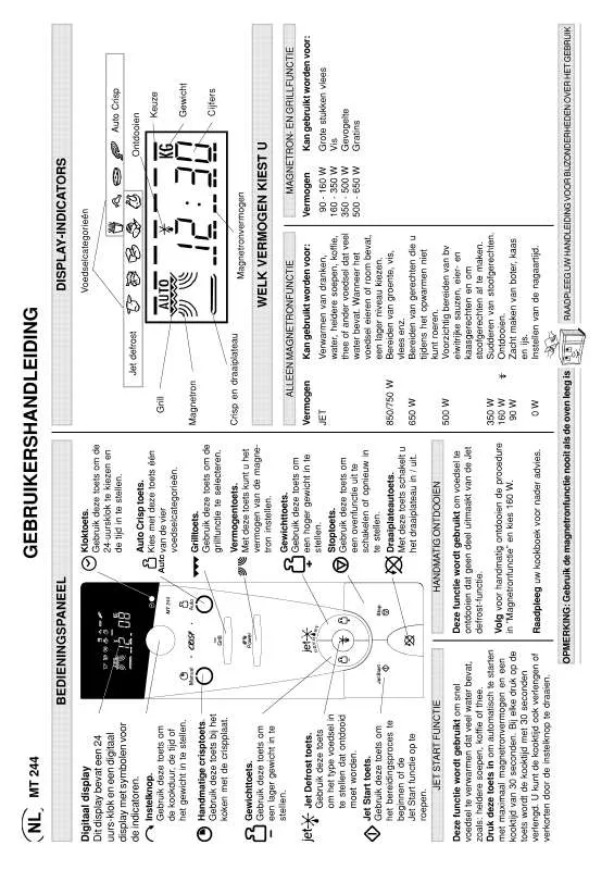 Mode d'emploi WHIRLPOOL MT 244/1/BL