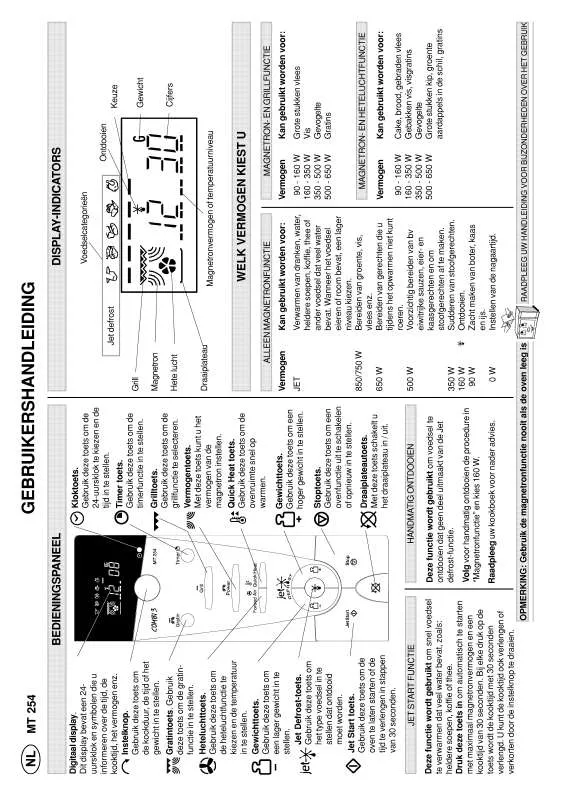 Mode d'emploi WHIRLPOOL MT 254/1/WH