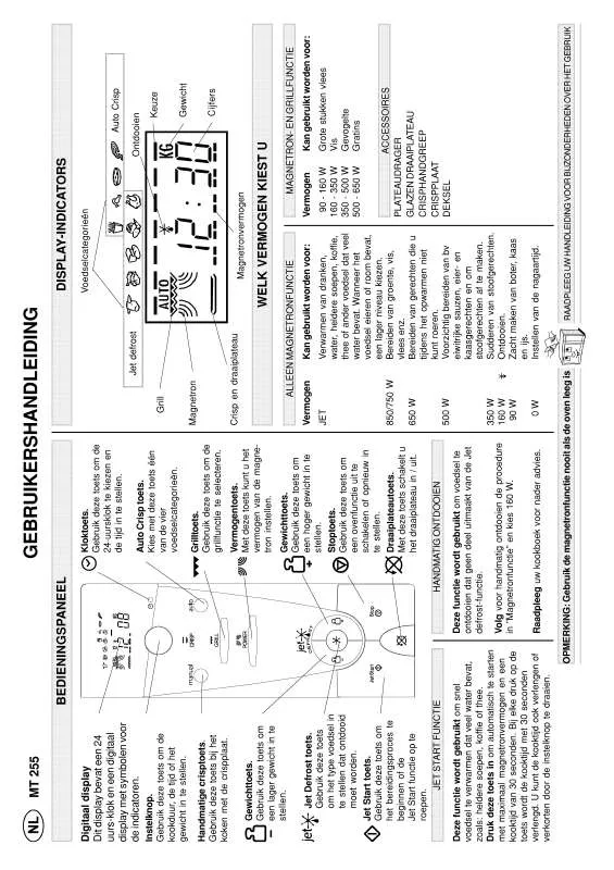 Mode d'emploi WHIRLPOOL MT 255/WH