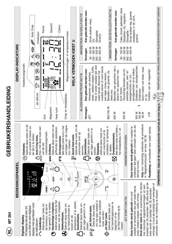 Mode d'emploi WHIRLPOOL MT 264/BL