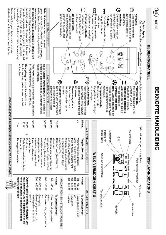 Mode d'emploi WHIRLPOOL MT 68/ALU