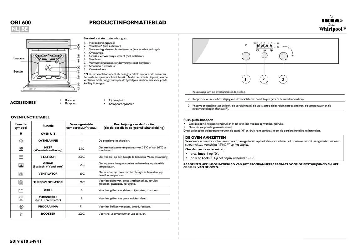 Mode d'emploi WHIRLPOOL OBI 600 AL