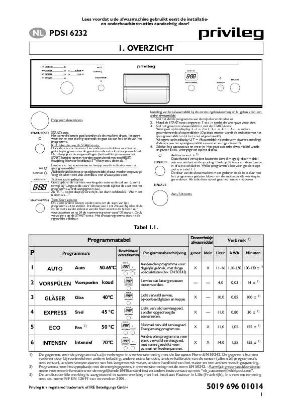 Mode d'emploi WHIRLPOOL PDSI 6232 X