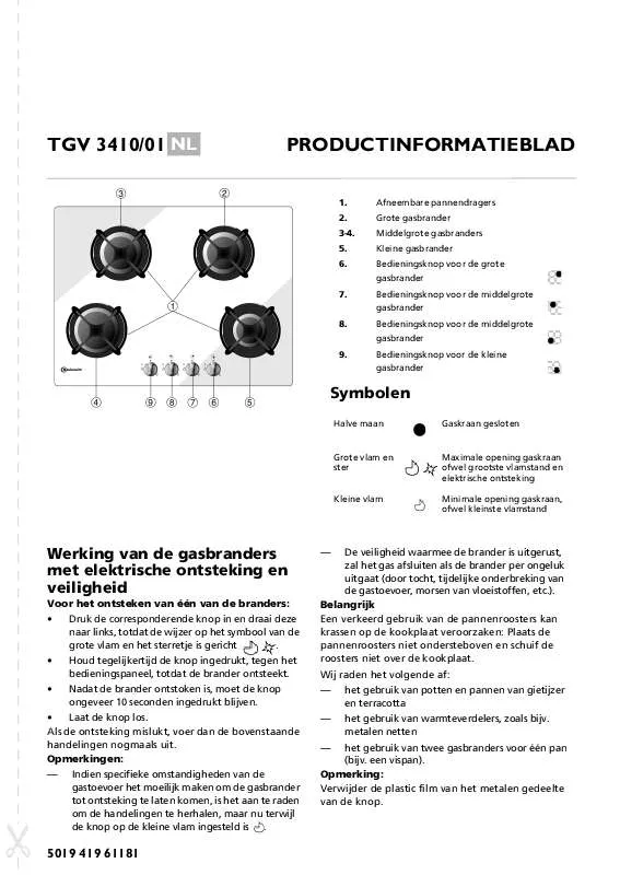 Mode d'emploi WHIRLPOOL TGV 3410-2 WS