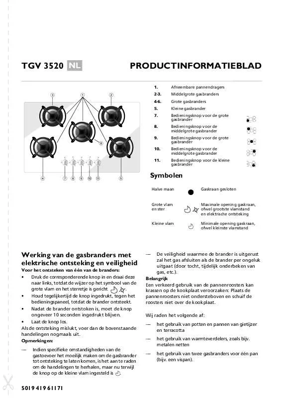 Mode d'emploi WHIRLPOOL TGV 3520-1 SW