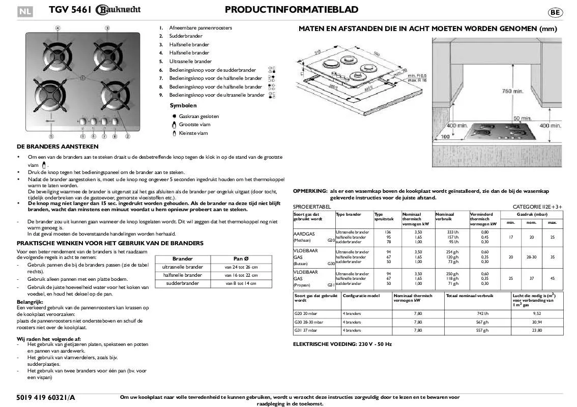 Mode d'emploi WHIRLPOOL TGV 5461 SW