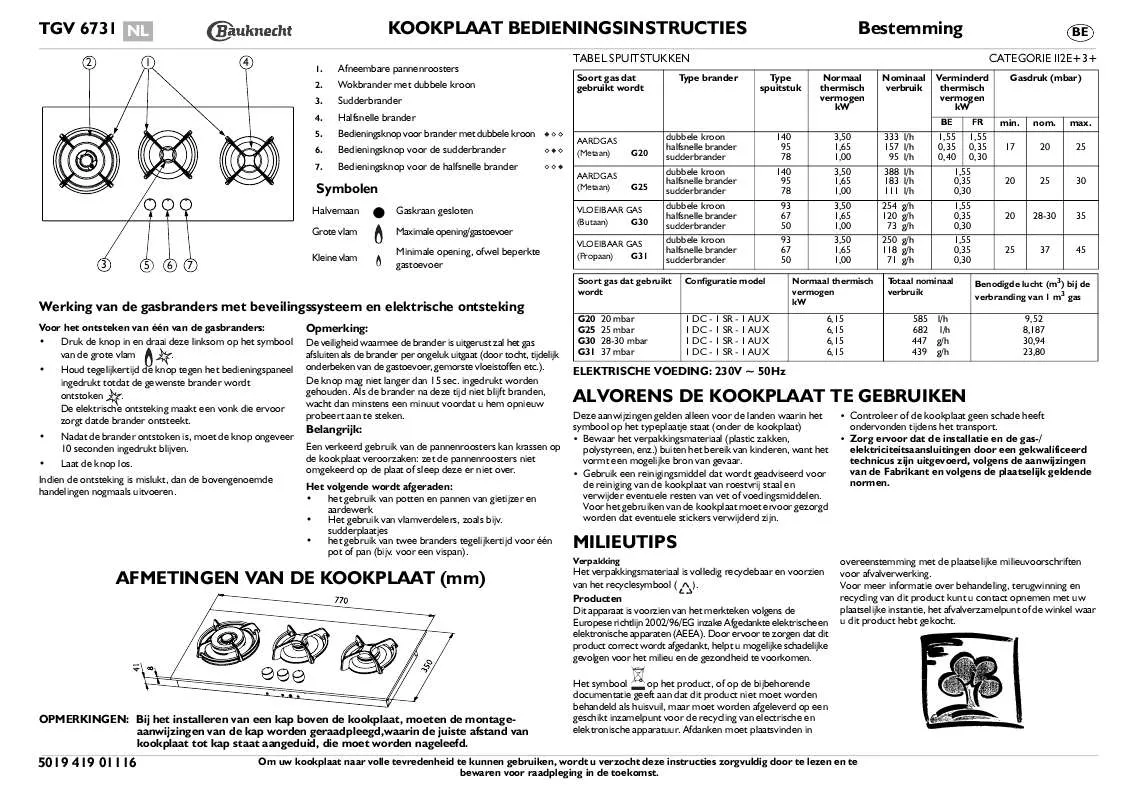 Mode d'emploi WHIRLPOOL TGV 6731/IN