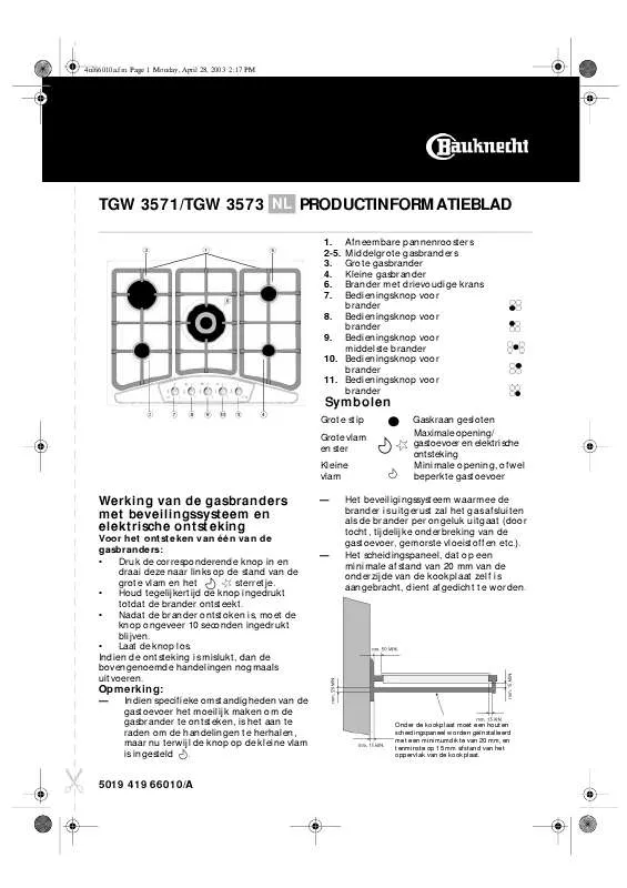 Mode d'emploi WHIRLPOOL TGW 3571 IN