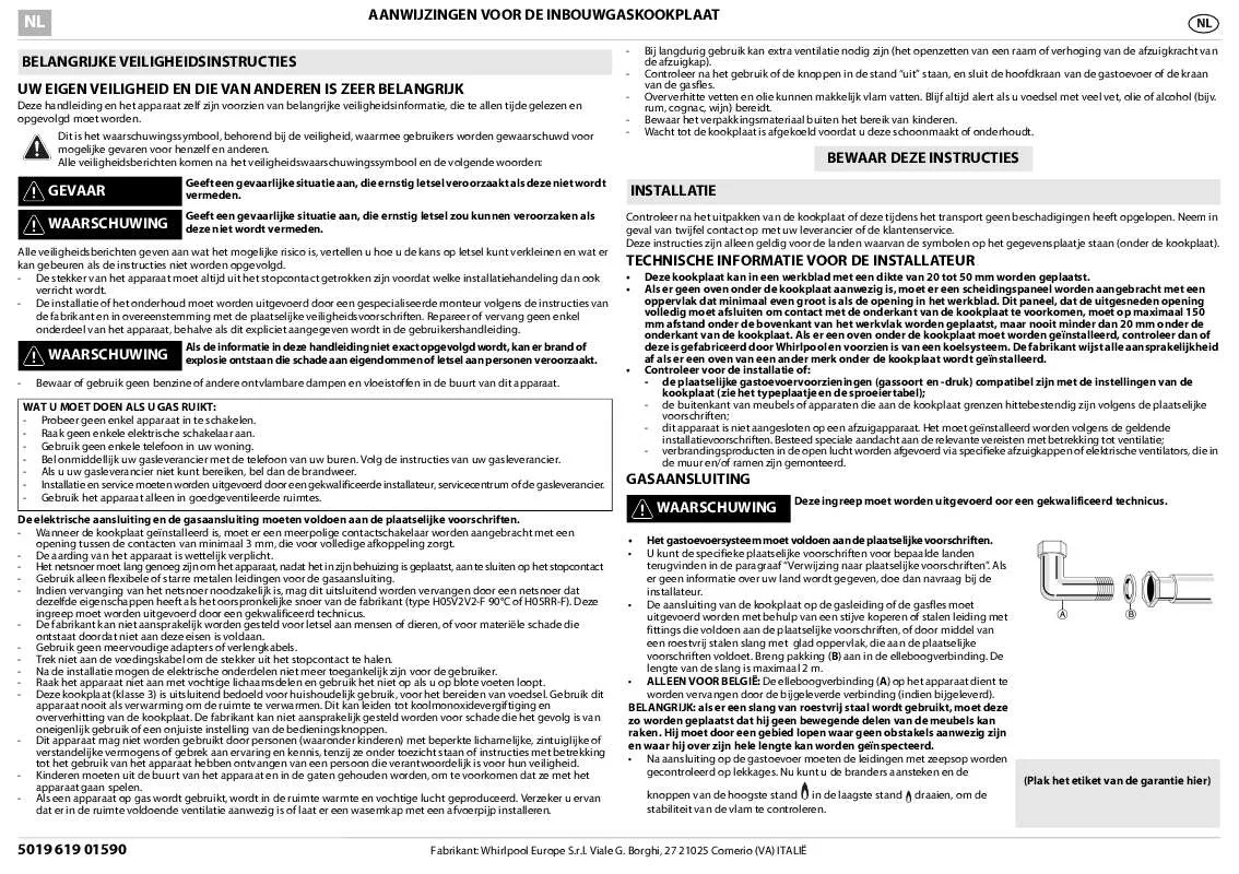 Mode d'emploi WHIRLPOOL TGW 5675/IN