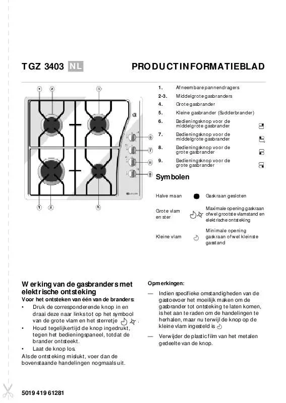 Mode d'emploi WHIRLPOOL TGZ 3403 -1 IN