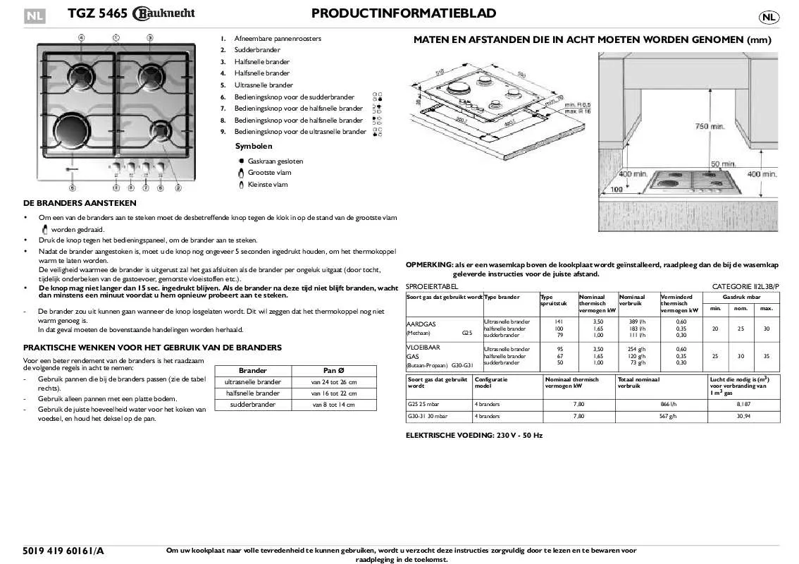 Mode d'emploi WHIRLPOOL TGZ 5465/IN/01