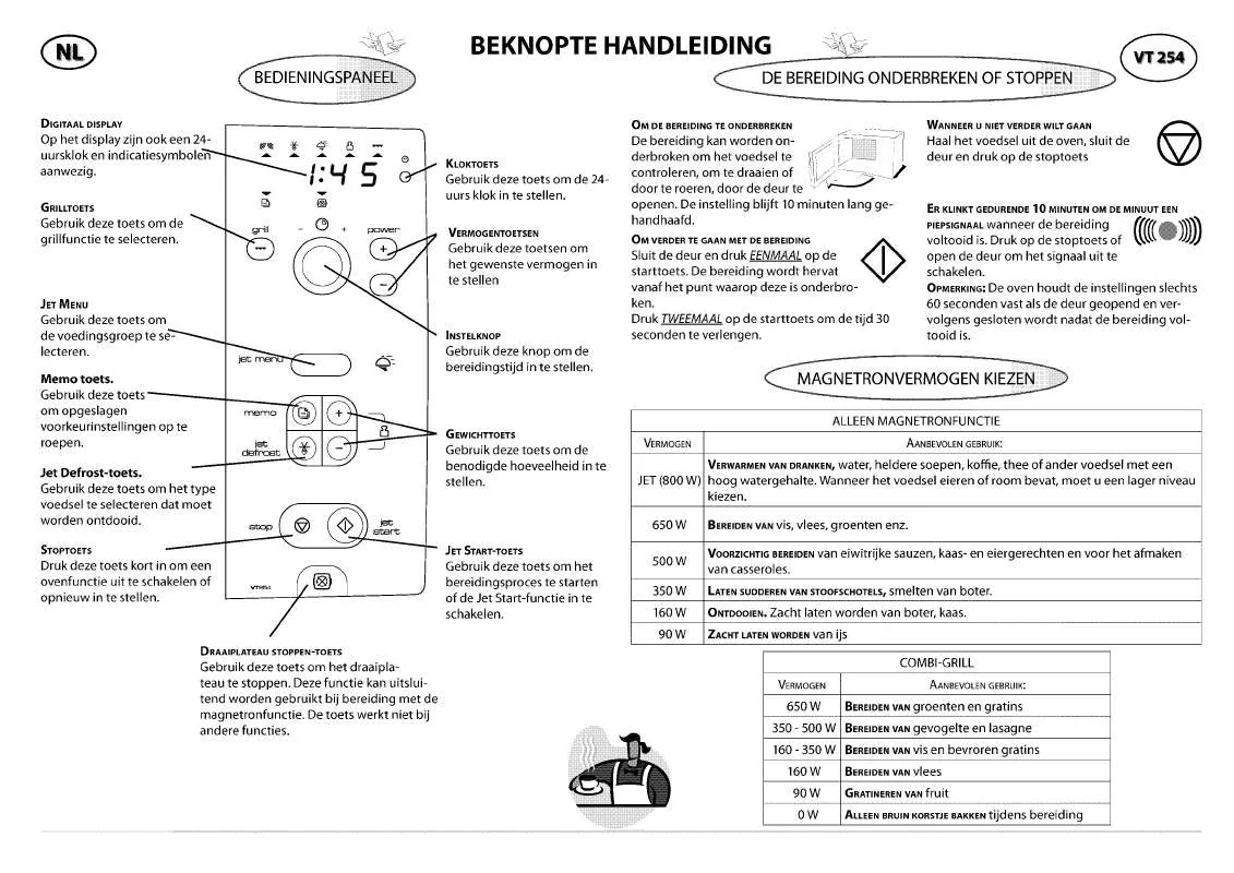 Mode d'emploi WHIRLPOOL VT 254 / WH