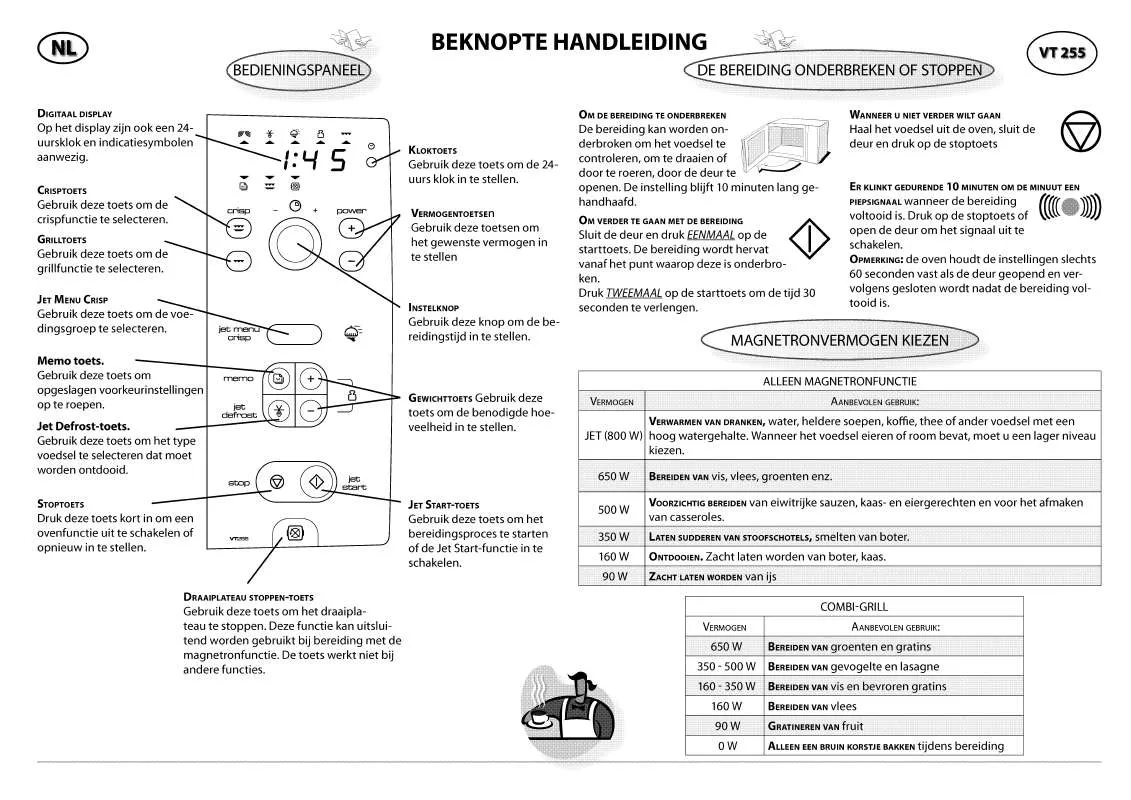 Mode d'emploi WHIRLPOOL VT255/SL